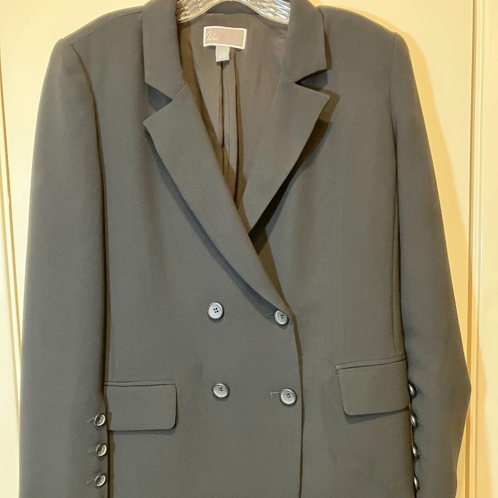 WOMEN'S CHELSEA 28 BLACK DOUBLE BREASTED LINED SUIT BLAZER SMALL